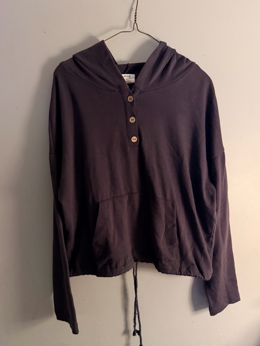 Ardene Oversized button neck drawstring Hem hoodie